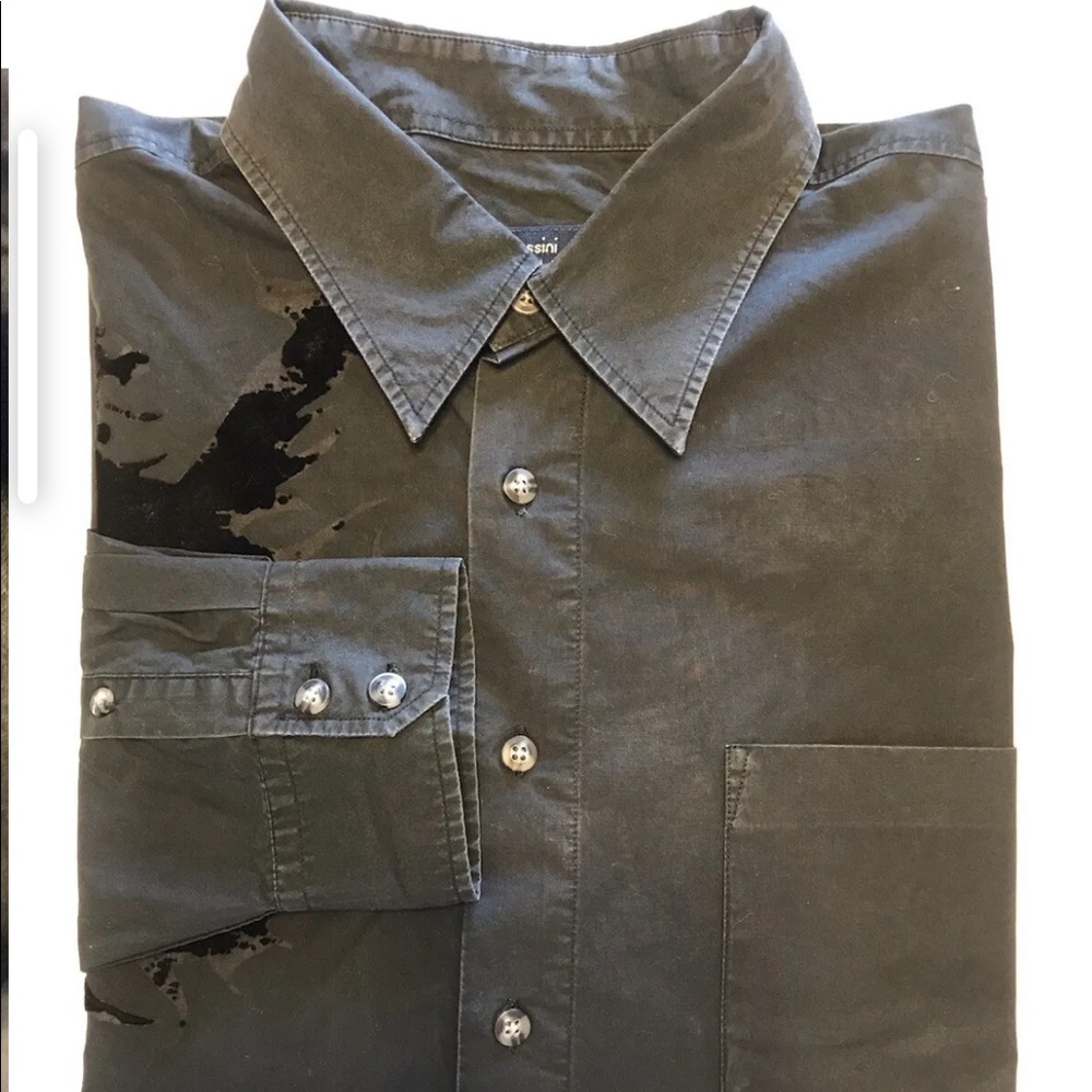 Bossini Men’s Black Embellished Long Sleeve Button Down Shirt XL